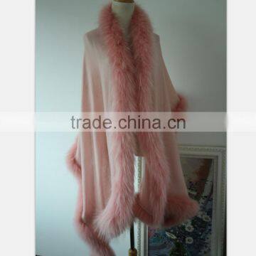 Fashion Popular Wool Shawl With Raccoon Fur