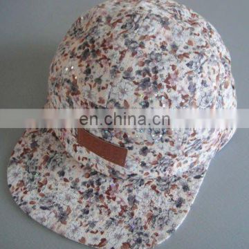 Hot sale flat brim custom floral private label hat