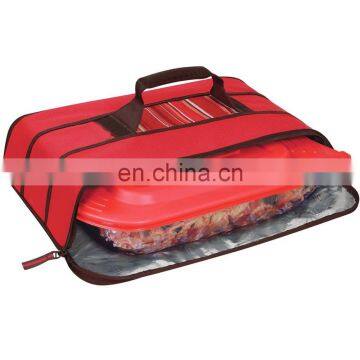 Red Foldable Polyester Handle Casserole Dish Cooler