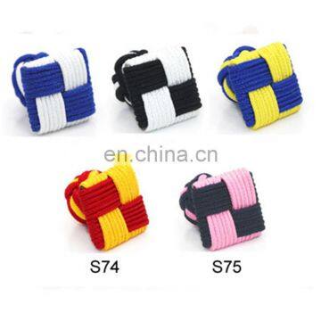 China Supplier knitting fabric cufflinks Square Silk knot Cuff link Elastic Rope Cuff