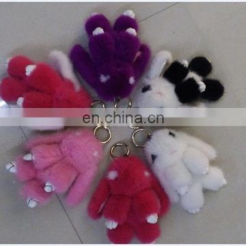 Real mink fur rabbit Keychain Cute Mink fur plush keychain