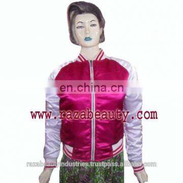 Ladies Reversible Varsity Jackets, Custom Embroidery Women Baseball Jackets, Custom Girls Satin Bomber Jackets