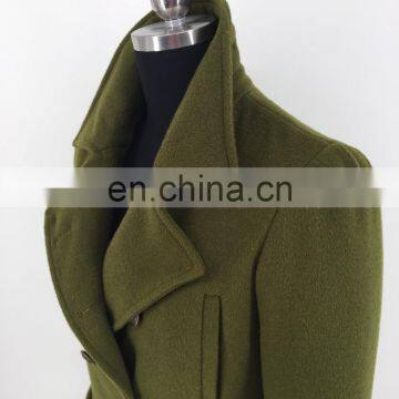 Wide Lapels High Back Slit Women Wool Coat photo-5