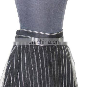 Hot Sale Knee Length Double Layers Stripe Lining Round Mesh Skirt photo-5