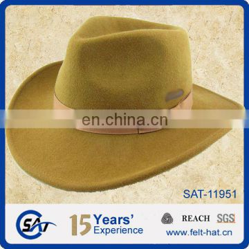 yellow plain wool felt cowboy outdoor hat