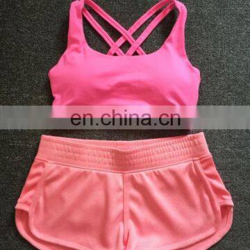 fitness yoga beautiful fashion sports bra and shorts set