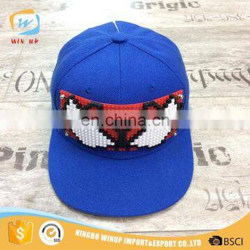 WINUP cotton flat brim sports hat with diy blocks fitted baseball cap