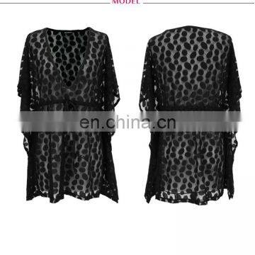 Sexy Lady Poco Dot Mesh Deep V-neck Poncho 2017 photo-3