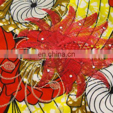 2016 Fashionbale African Ankara Mixed With French Net Lace for Women photo-4
