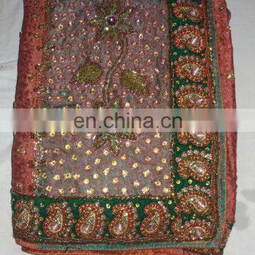 Ethnic Handmade Havey Stone Work Pure Jacquard Silk Sari photo-3