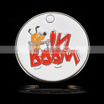 Cute cartoon dog debossed lapel pin with color filled in