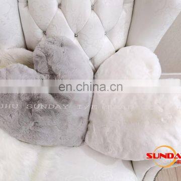 Faux Rabbit Fur Heart Shape Cushion ,Good Quality Fashion Sofa Chair Fake Fur Cushion