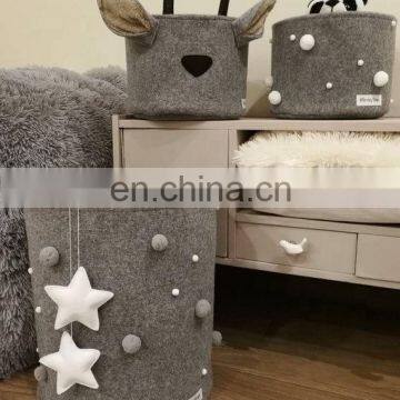 Hot Selling Big Felt Basket With Stars and Pompoms for Wholesale photo-7