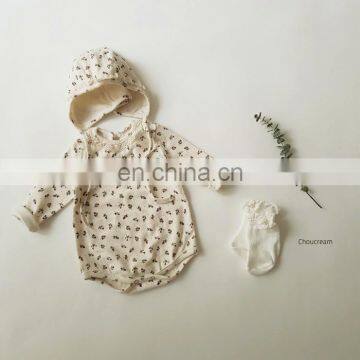 2020 New Style Babys Girls Printed Romper With Hat Autumn Cotton Babys Jumpsuit 6-24 Month