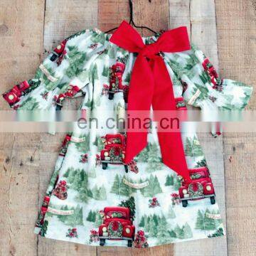 Christmas Girl dresses Girls Dress Toddler Baby Kids Girl santa tree Printed Long Sleeve Dress Pageant Party Princess Dress