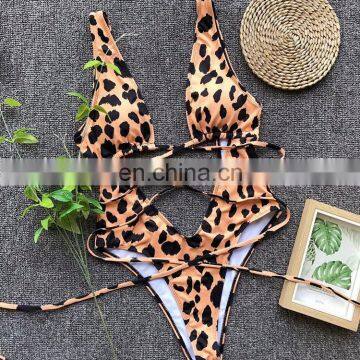 New Design Summer Leopard Swimsuit Women Sexy Bikini 5 Colors One Piece Girls Swimwear photo-3