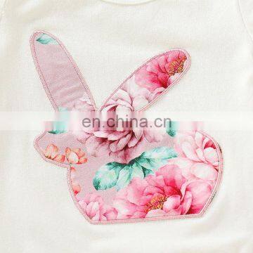 Easter Day 2019 Short Sleeved Kids Clothes Girls Children Clothing Sets Bunny White Romper & Flower Pants & Headband 3PCS Set photo-4