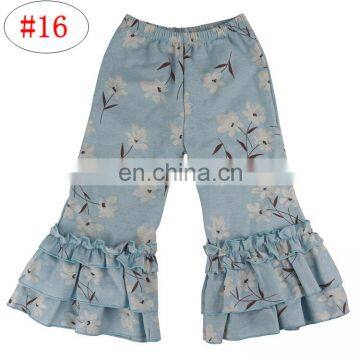 Girls Kids Printed Flare Pants Wide Leg Pants Icing Ruffle Trousers Solid Color 20colors 5 Size photo-4