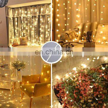 300 LED Copper Curtain String Fairy Lights USB 3 x 3m Remote Control 8Mode Garland Window Light Bedroom Indoor Wall Decoration photo-5