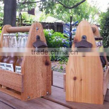 Custom logo and printing color solid 6 beer bottle wooden tote,wood beer carrier