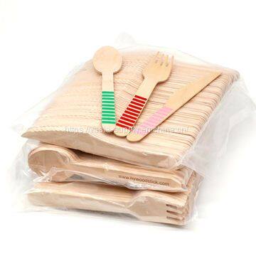 Disposable Wooden Fork Restaurant Cutlery Wooden Spoons Wood Knife Fork disposable 165mm wooden forks