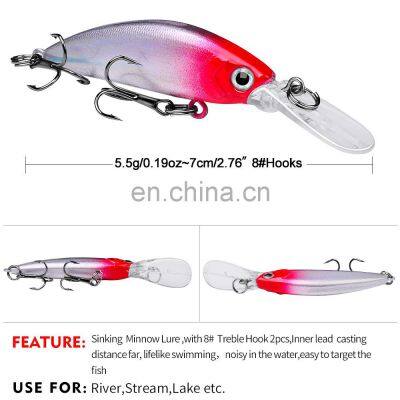 High Quality 7cm 5.5g Lifelike Hard Bait Fishing Lure Minnow for Freshwater Saltwater Fishing photo-5