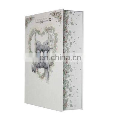 Custom Exquisite Book-shaped Packaging Boxes for Wedding Photo Cardboard Gift Box Paperboard UV Coating Varnishing Embossing