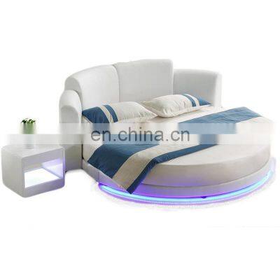 Hot Selling Bedroom Genuine Leather Bed room furniture bedroom sets multi-function LED Light Beds for Home Hotel Use