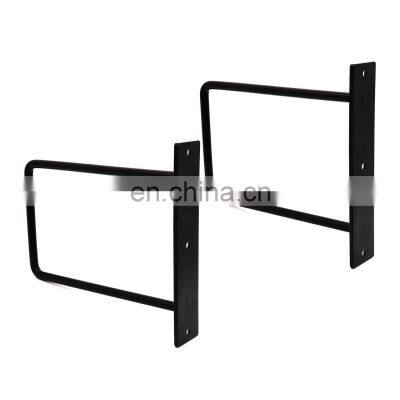 Shelf Brackets Heavy Duty Wall Mounted Industrial Iron Floating Decorative Rectangle Supports Matte Black Metal Wall Hanging