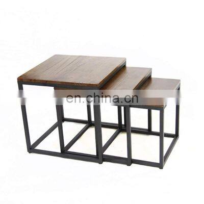 Coffee Table Nesting Set of 3 Stacking Tea Table for Living Room Bedroom End Table with Iron Frame