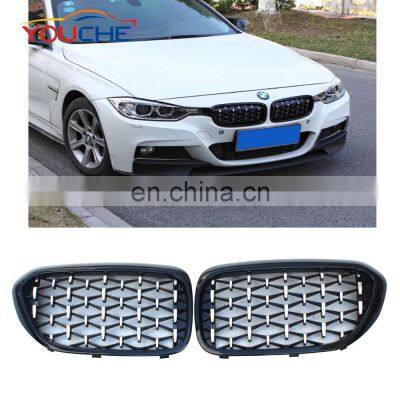 ABS Plastic Diamond Type Front  Kidney Grill  for BMW 5 Series G30 G38 M sport 530i 2017 2018 2019 (Silver)