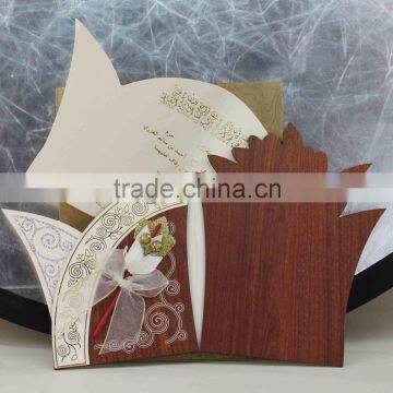 2016 Novelty Products Indian Wooden Wedding Invitation Cards With Flower photo-2