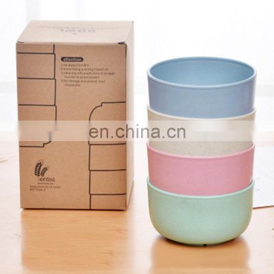 Eco-friendly Biodegradable Fiber Baby Bowl Natural Plastic Pulp Material 16oz Soup Fiber Wheat Straw Bowls Set For 4pcs