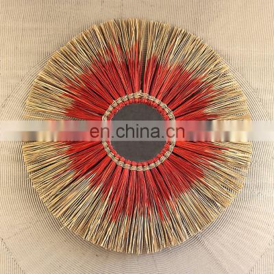 Wholesale Color Dipped Seagrass Boho Mirror Best Price Wall Mirror Decor Art Decor Manufacturer Vietnam Supplier