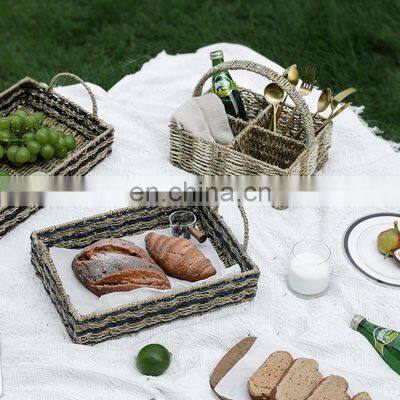 Durable For Daily Seagrass Serving Tray Fruit Basket For Picnic Trip Vietnam Supplier photo-2
