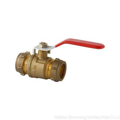 22mm Brass True Color Ball Valve Compression ends Lever Handle Brass Valves