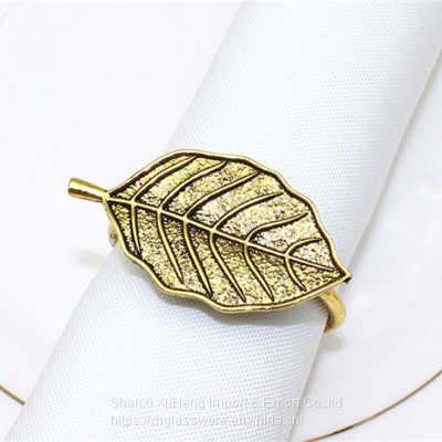 Top Selling Antique Metal Leaf Design Tabletop Accessories Napkin Ring for Party Use Table Decoration photo-4