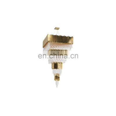 modern rectangular luxury chandelier pendant light crystal chandeliers hotel light
