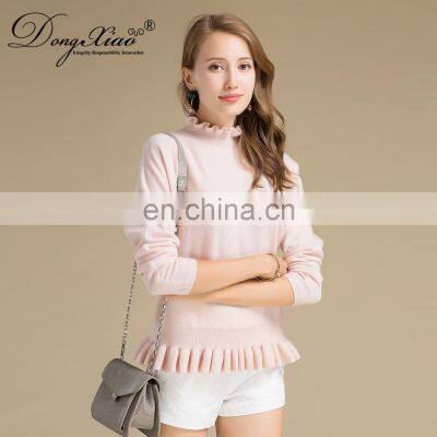 Custom Ruffled Collar Sweaters 100 % Cashmere Knitted Sweater Women photo-4