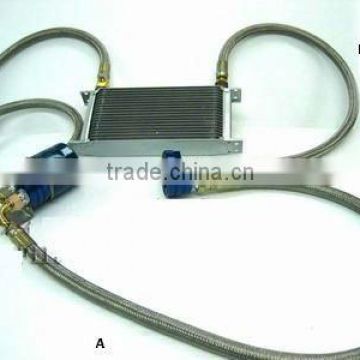 aluminum relocated oil cooler kit with adaptor