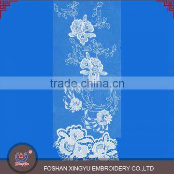 Hot Sell Custom Shape Top One China Lace Blouse Back Neck Patch Design Swhite Lace Embroidery Floral Applique Trim