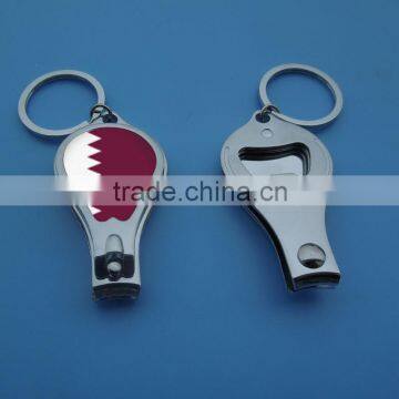 Qatar flag logo metal nail clipper with bottle opener