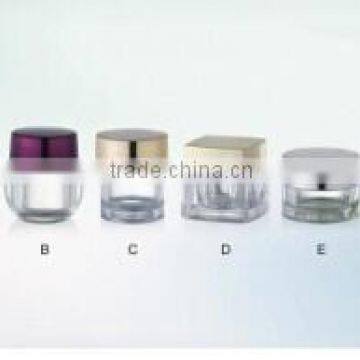 Round PET Cosmetic Packaging Cosmetic Bottle Cream Jar With Spraying Wood Grain Cap