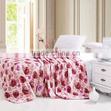 flower pattern printed blanket with 100% coral fleece material