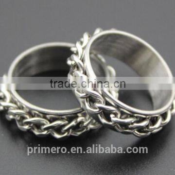 Wholesale Silver Tone Stainless Steel Chain Rings Rotating Spinner Men Gift photo-6