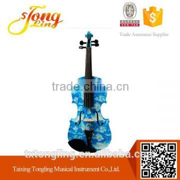 Blue Flower Decorative Solid Wood Violin TL-1204