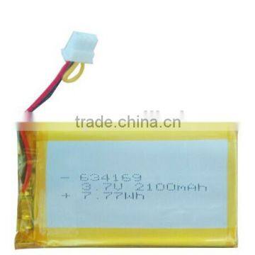 Rechargeable Lithium polymer battery 634169 2100mAh 3.7V