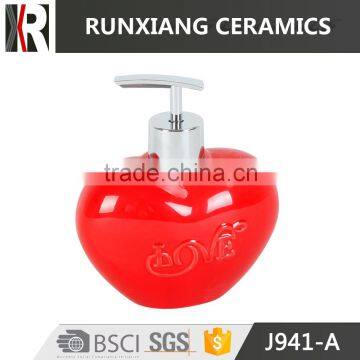 love red ceramic new design bath soap dispenser shower accessories