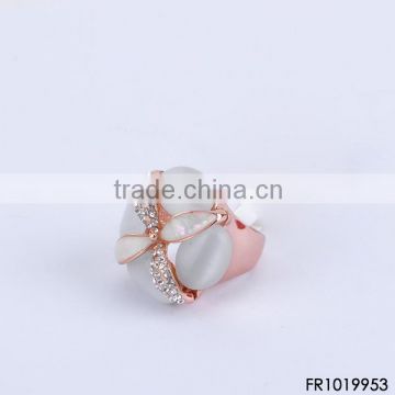 Oval Cream Opal Rose Gold Ring