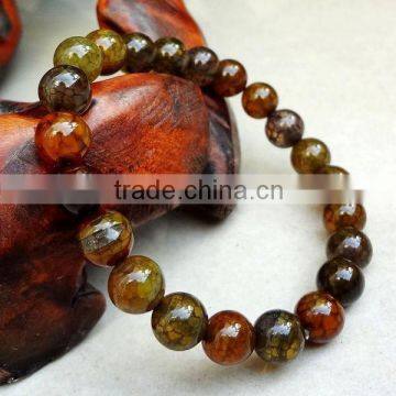 Wholesale high quality semi precious stone crackle agate beads bracelet jewelry